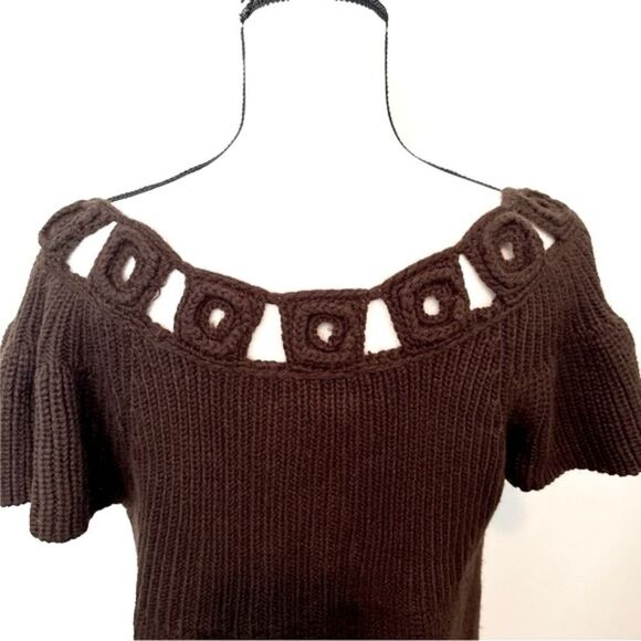 NWT Kikit Women Brown Ribbed Short Sleeve Open Front Sweater Blouse Top Size XL - Picture 4 of 6